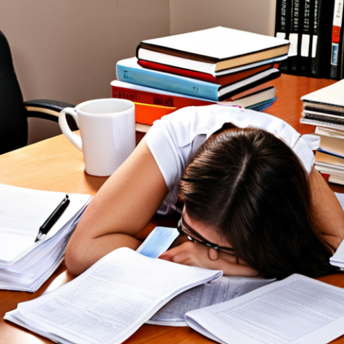 Home 18 **Image Prompt:** A stressed student surrounded by LSAT prep books and practice tests, highlighting the pressure and time commitment required for LSAT preparation. The scene could be a cluttered desk with coffee mugs and scattered papers, emphasizing the intensity of the study process.