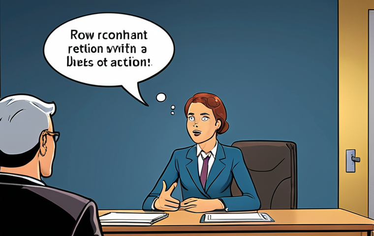 **
A dynamic and engaging scene depicting a lawyer confidently using the STAR method during a job interview. The setting is a modern law firm office. The lawyer is articulate and composed, using hand gestures to emphasize key points. A thought bubble above their head shows the acronym STAR, with brief keywords associated with each letter (Situation, Task, Action, Result). The interviewer is attentive and impressed. The color palette should be professional but inviting, using blues, grays, and hints of gold.
**