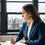 **

"A professional lawyer in a well-lit office, dressed in a modest business suit, reviewing legal documents with a client. The office features bookshelves filled with law books and a large window overlooking a cityscape. The client is also fully clothed in professional attire, engaged in a discussion. Focus on the details of the documents and the interaction between the lawyer and client. Safe for work, appropriate content, perfect anatomy, correct proportions, natural pose, well-formed hands, proper finger count, natural body proportions, professional, modest, family-friendly."

**