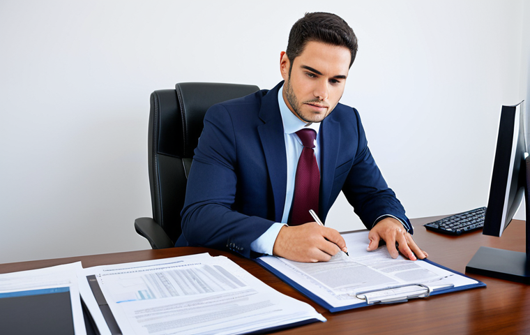 법률 자문가의 직무 분석 자료 - Regulatory Compliance**
"A professional legal consultant, fully clothed in a modest business suit, ...