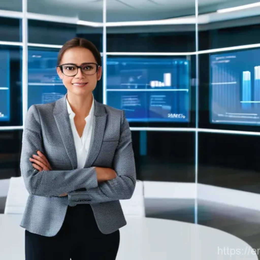 법률 자문가의 고급 기술 교육 - **Digital Transformation in Law Office:** A sophisticated female lawyer, approximately 30-40 years o...