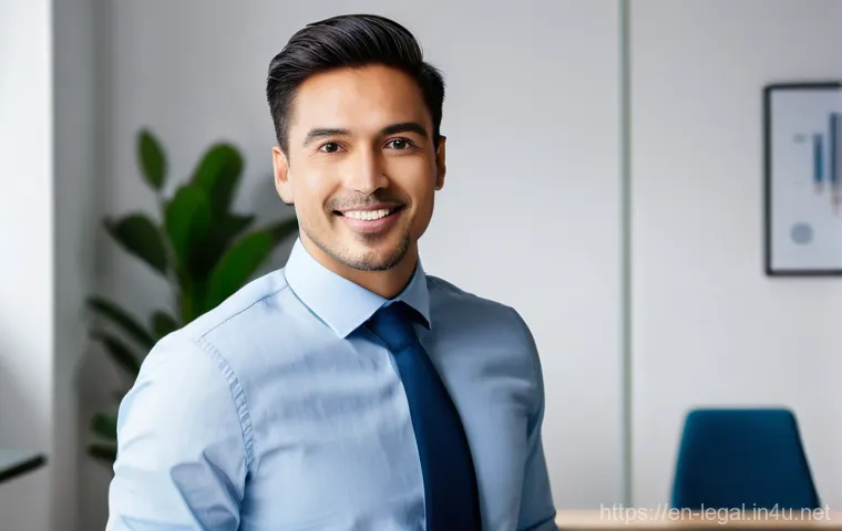 법률 실무 자문가의 경력 발전 - **Prompt:** A female lawyer, appearing empathetic and articulate, in her mid-40s, sits across a poli...