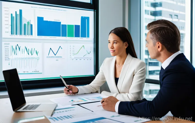 법률 자문가의 직무 업데이트 - The AI-Powered Legal Analyst**
A diverse legal professional, a woman in her late 30s, dressed in a s...