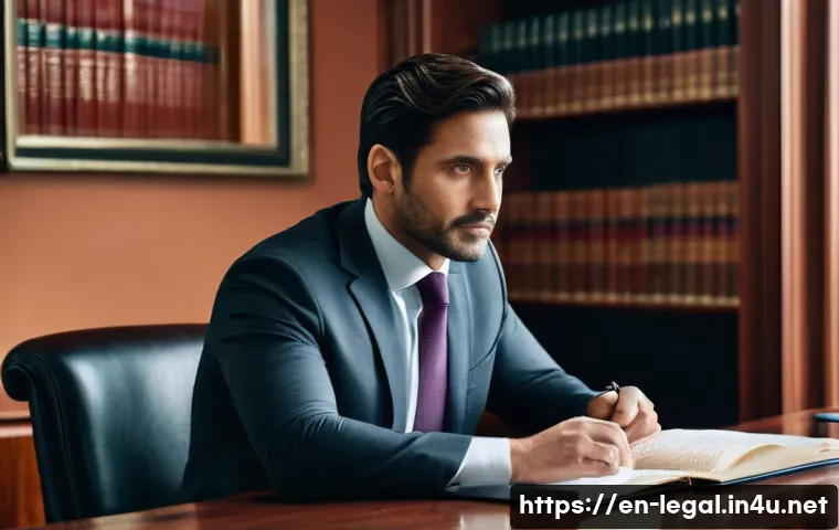 법률 자문가의 효율적인 의뢰자 관리 - **Prompt:** A diverse male lawyer, aged 40s, with a warm and empathetic expression, dressed in a sha...