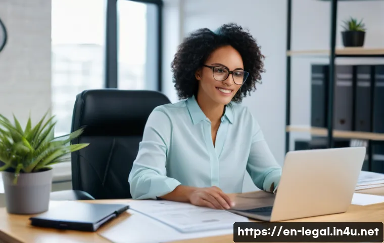 법률 자문가 커뮤니케이션 능력 - A professional legal advisor sitting at a modern office desk, engaging attentively with a diverse cl...