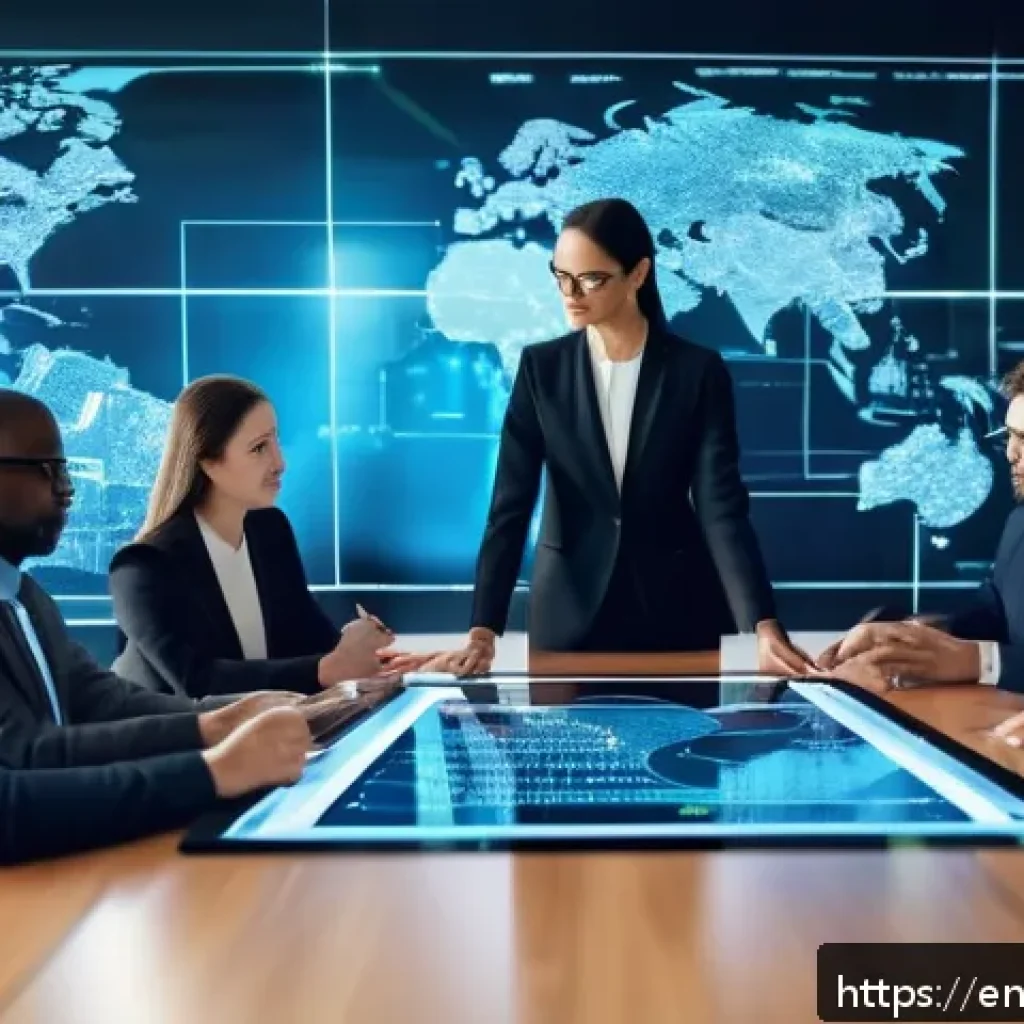 법률자문가로서의 지속적인 발전 - A modern law office scene showcasing a diverse group of professional lawyers collaborating around a ...