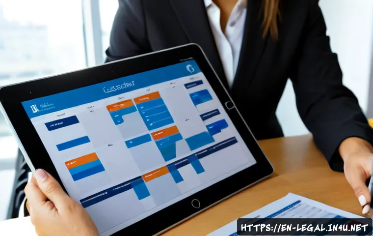 Home 17 법률 자문가의 업무 관리 시스템 - Photorealistic legal advisor workflow management scene, organized modern law office desk with a prof...