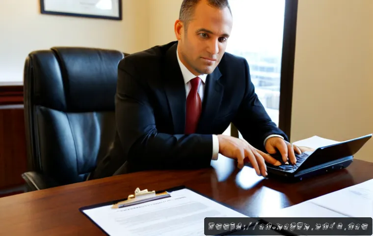 법률자문가 실무 사례 - Photorealistic legal consultation in a bright modern American law office, experienced legal advisor ...